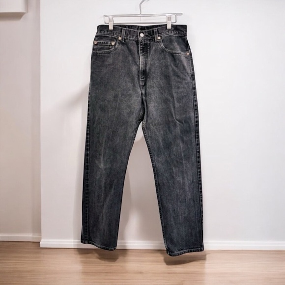Vintage Levis 505 Jeans Mens 34x30 Black Straight Regular Fit Retro Faded Cotton - Picture 2 of 7